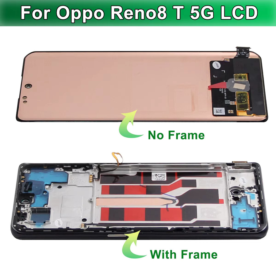 Oppo Reno8 T 8T 5G CPH2505 OLED LCD Display Touch Panel Digitizer Baugruppe mit Rahmen in Schwarz - Bild 2
