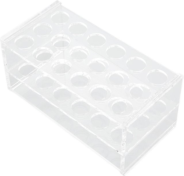 Shoemst Acryl-Reagenzglasgestell mit 18 Löchern für 10ml und 15ml Röhrchen, Transparent/Weiß - Bild 1