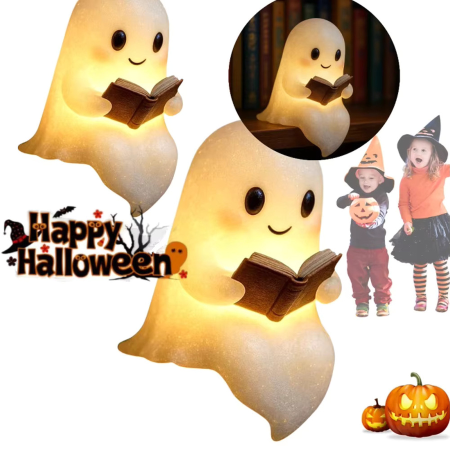 APWIKOGER LED Geist Nachtlicht als süße Halloween Leseleuchte für Schlafzimmer und Arbeitszimmer - Bild 2
