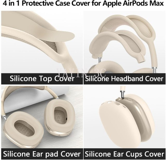 4-in-1 Silikon Schutzhülle für Apple AirPods Max 1 und 2 inklusive Ohrpolster-Schutz und Stirnband zur Antikollision und zum Schutz vor Berührungen - Bild 1