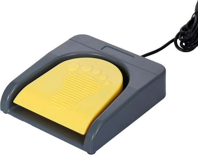 AROMA USB Einzel-Fußschalter Spielsteuerung mit einer Taste für PC und Computer, Grau/Gelb - Bild 1