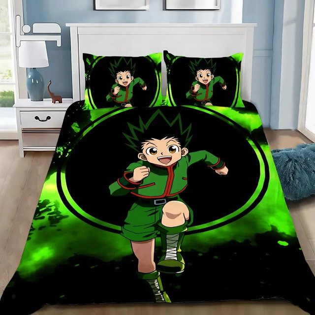 Allbestart Hunter x Hunter Bettwäscheset mit Bettbezug und Kissenbezug, Grün, B/H: 180 x 210 cm - Bild 1