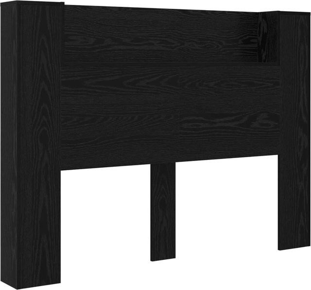 vidaXL Kopfteil-Schrank mit LED und integriertem Regal in Schwarzer Eiche, B/T/H: 140 x 16,5 x 103,5 cm - Bild 1