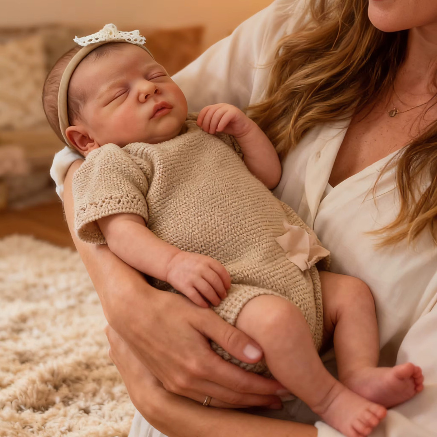 NPK Romy Babypuppe, 18 Zoll, wiedergeborene Neugeborene, Plüsch / Textil - Bild 2