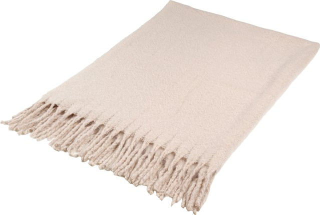 LIVARNO Wohndecke in Beige mit Fransen, B/B: 130 x 170 cm - Bild 1