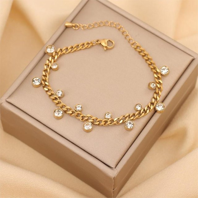 Armband Edelstahl, Zirkonia, Damen, beige - Bild 1