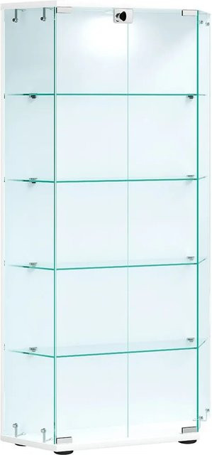 VCM Vitrinenschrank Cenila L in Weiß mit ESG-Sicherheitsglas und Glastüren, H x B x T: 114 x 83 x 17 cm - Bild 2