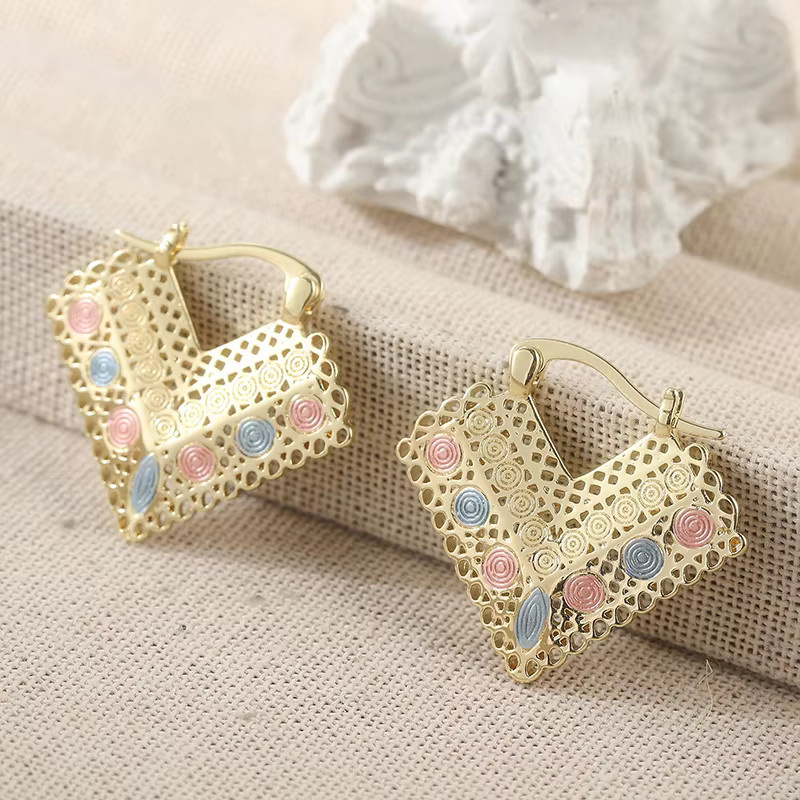 YoYo Hohlohrringe, Herzform, Messing, Gold, Damen - Bild 2
