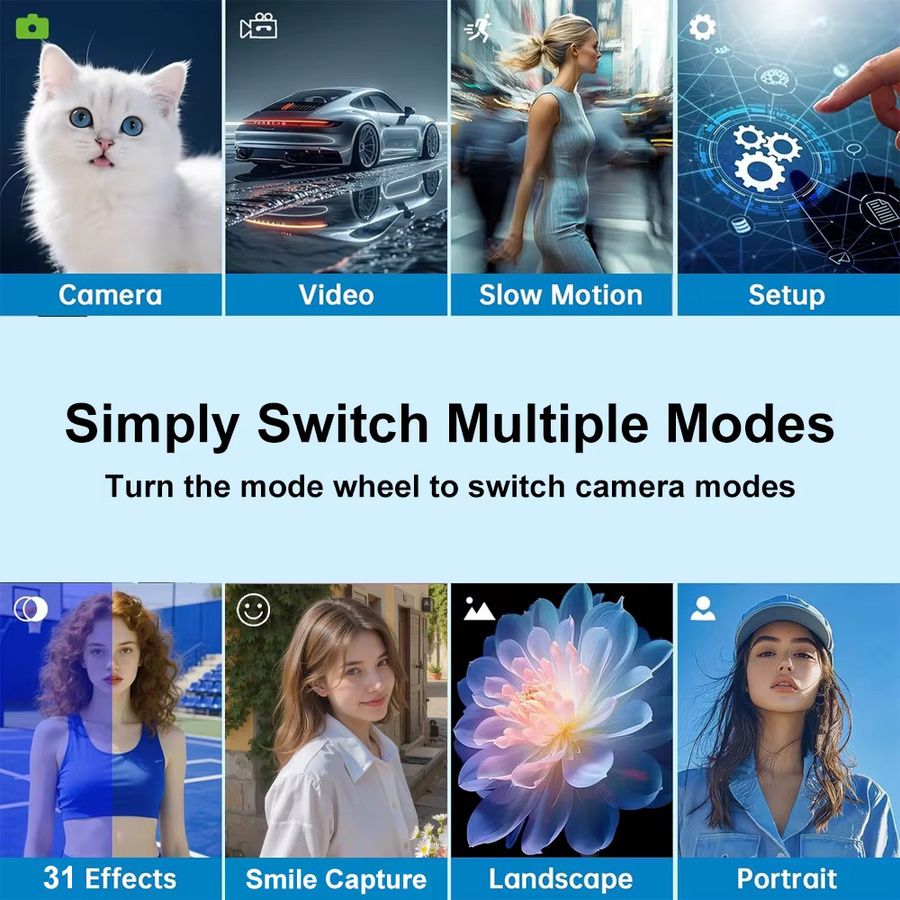 Ourlife D610 Digitale 4K Fotokamera mit 18X Digitalzoom, Vintage Vlog Videorekorder, 3,0 Zoll 180 Grad Flip-Screen und WLAN - Bild 4