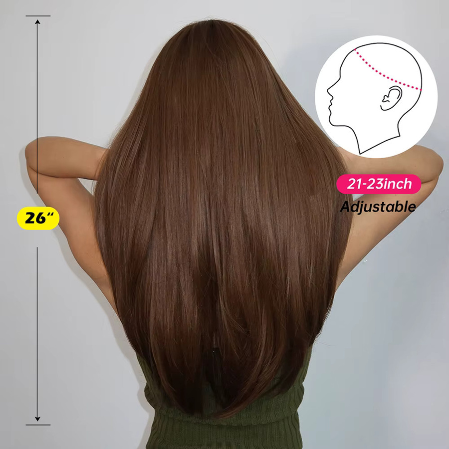 EASIHAIR Perücke, kastanienbraun, lang, gerade, mit Pony, Damen - Bild 4