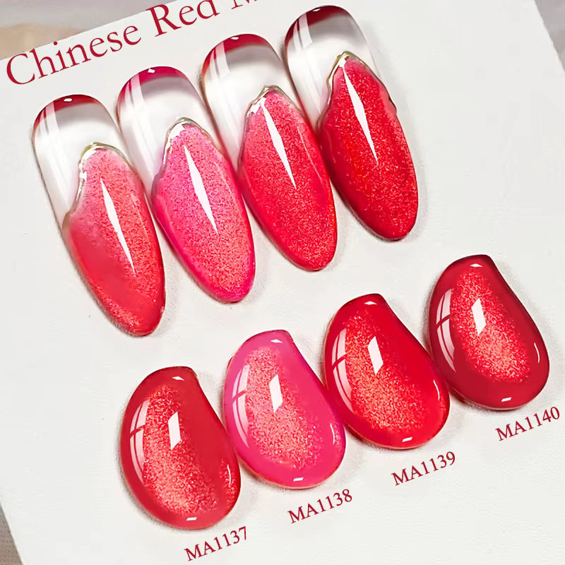 MEET ACROSS Magnetgel-Nagellack, Chinesischer Roter, Schimmernd - Bild 3
