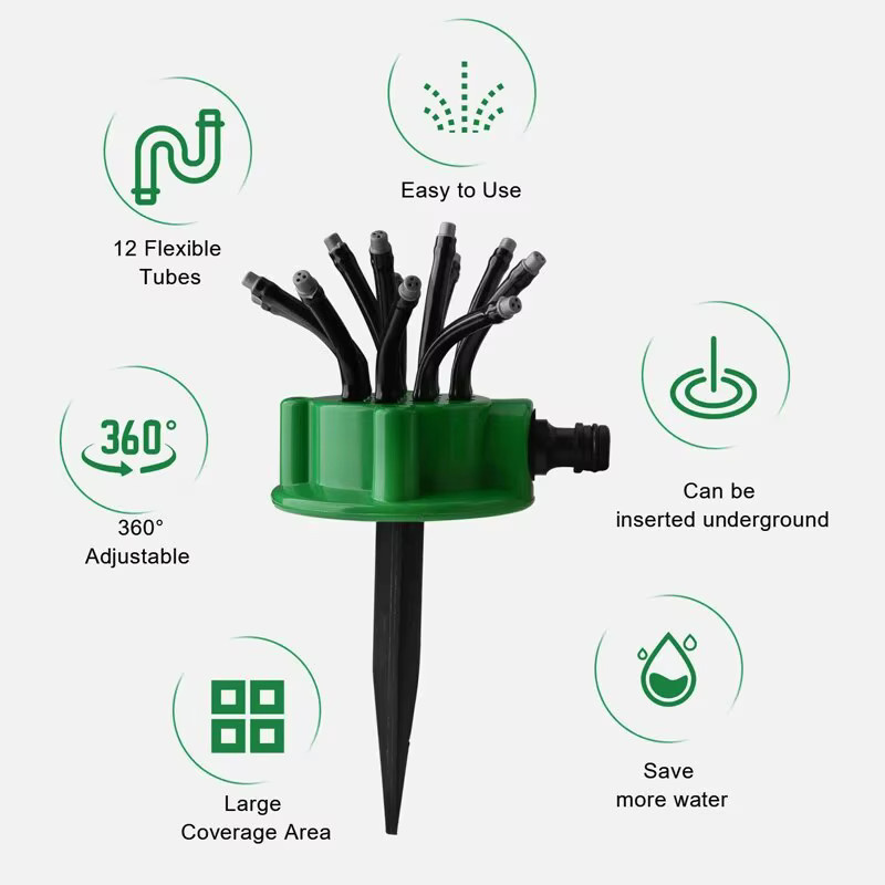 Automatischer 360 Grad Garten Sprinkler für Rasen und Gras in Grün - Bild 2