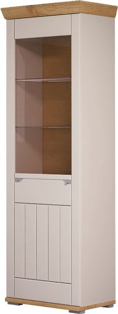 Vitrine HARPER WORCHESTER mit Glastüren und Soft-Close-Funktion, Anthrazit/Braun, B: 80 cm, T: 45 cm, H: 208 cm - Bild 1