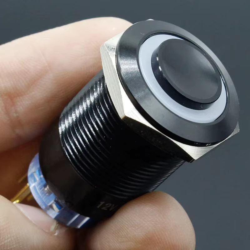 ELECAPITAL Metall-Drucktastenschalter mit LED-Licht, wasserdicht, Schwarz, Durchmesser: 19 mm - Bild 2