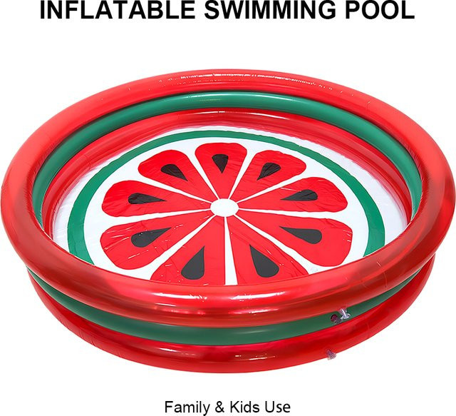 Wonflex Aufblasbares Wassermelonen-Kinderbecken, rundes Schwimmbecken für Kinder in Rot und Grün, Durchmesser: 166 cm, Höhe: 33 cm - Bild 1
