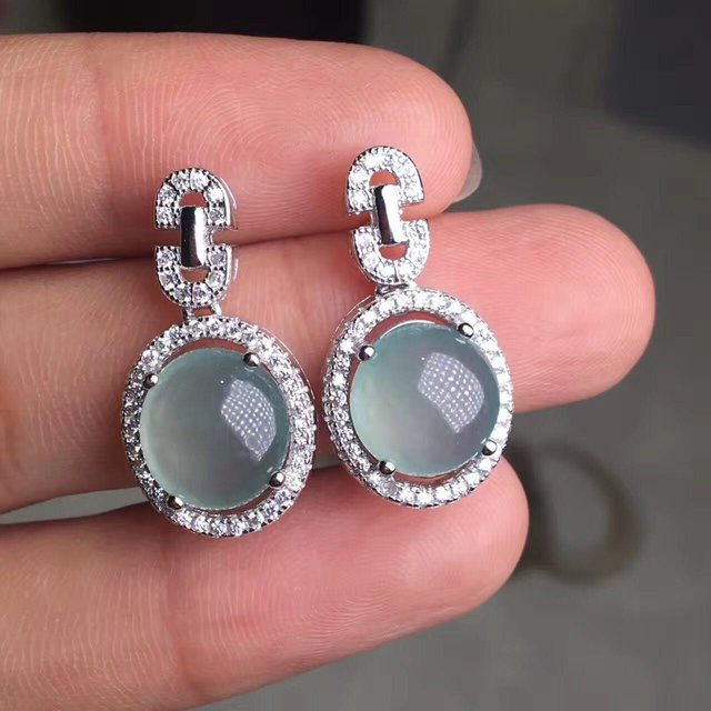 Ohrringe Chalcedon, Oval, Diamant, Damen - Bild 1