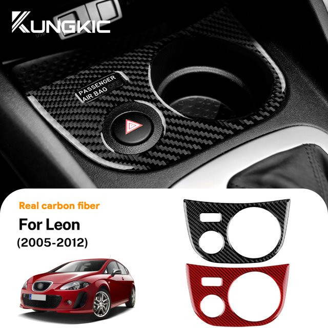 KUNGKIC Kohlefaser Aufkleber für Seat Leon MK2 1P in Schwarz als Getränkehalter-Panel Zubehör - Bild 1
