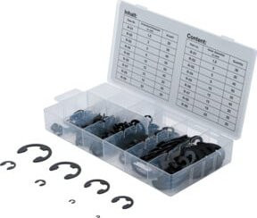 Westfalia E-Sicherungsring-Sortiment aus Federstahl, 300-teilig, 1,5-22 mm, Schwarz - Bild 1
