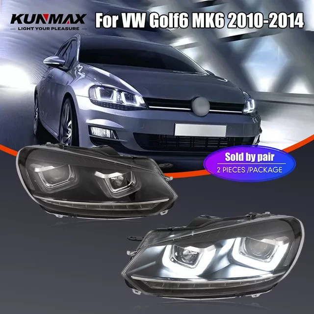 KUNFINE LED-Autoscheinwerfer-Baugruppe für VW Golf 6 MK6 2010–2014 mit Tagfahrlicht, Paar Frontscheinwerfer Plug-and-Play - Bild 1