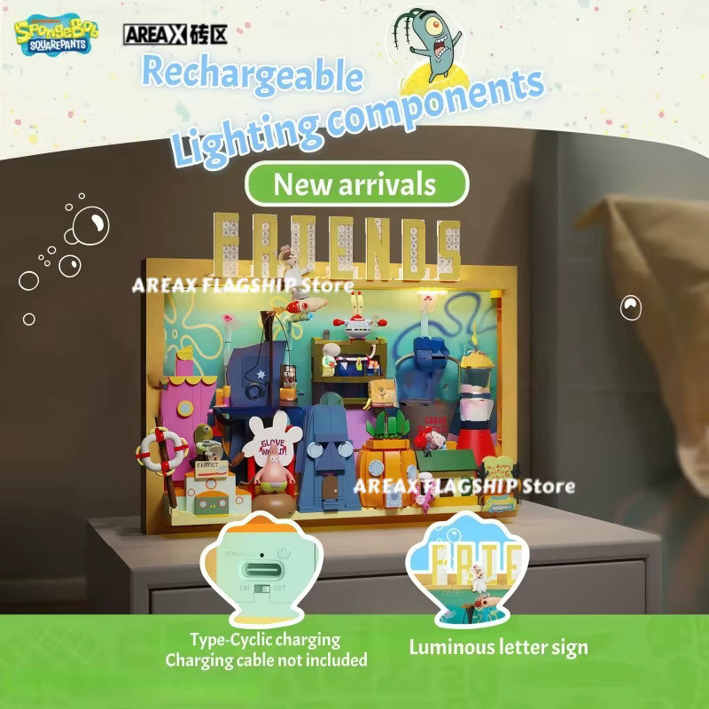 AREAX SpongeBob Schwammkopf Baustein Set mit Ananas Haus und Krossen Krabbe in Mehrfarbig - Bild 2