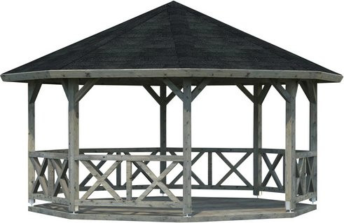 PALMAKO Pavillon Betty 2 mit Spitzdach in Grau, achteckig, B: 551 cm, H: 346 cm, T: 551 cm - Bild 1