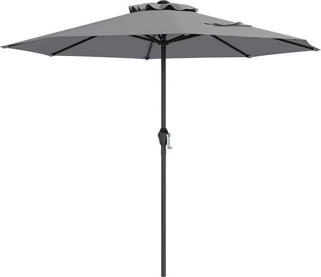 COSTWAY Sonnenschirm Grau mit Kurbel und 8 Rippen, Durchmesser: 250 cm - Bild 1