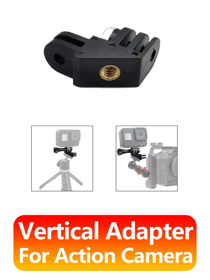 EXSKOF 90 Grad Vertikaler Adapter Stativhalterung für GoPro Hero, Insta360, SJCAM, AKASO und DJI OSMO Action-Kameras, Schwarz - Bild 6