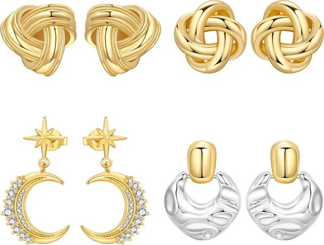 Orstarry Ohrringe, Sternenmond, 925 Silber, 18 Karat vergoldet, Damen - Bild 1