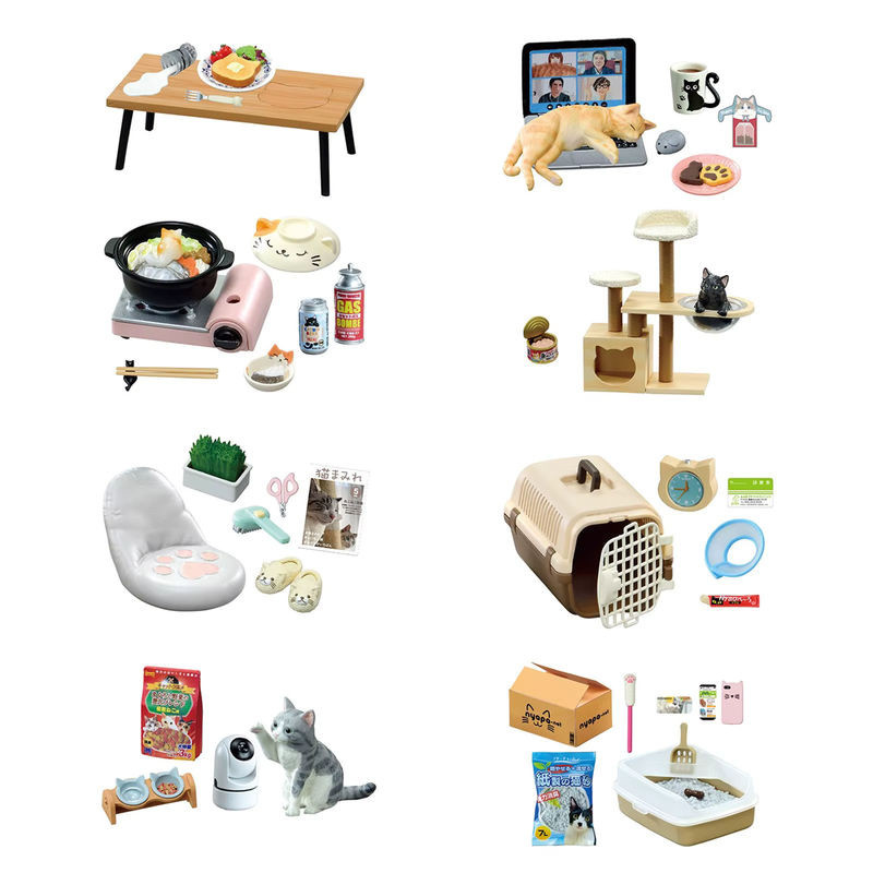 REMENT Life with Cat Scene Miniatur Kätzchen Modell Blind Box Kawaii Figur aus Kunststoff in Mehrfarbig als Schreibtisch Ornament für Kinder - Bild 1
