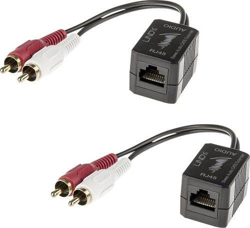 Lindy Stereo Audio Extender Cat.5/6 über RJ45 Netzwerkkabel mit Cinch-Anschluss, Schwarz, 100 m - Bild 1
