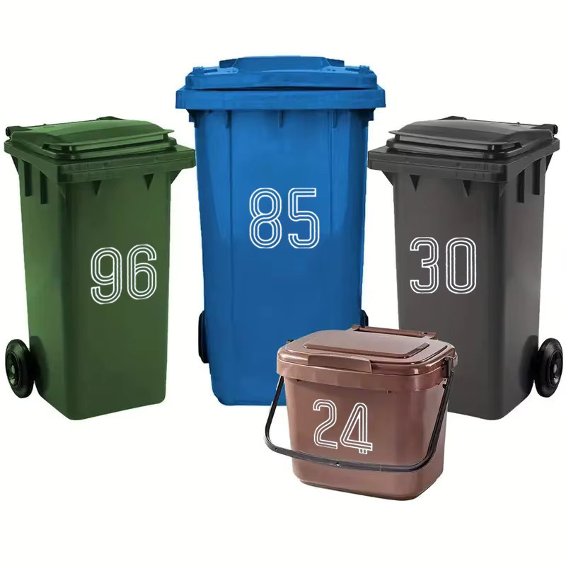Selbstklebende Wheelie Bin Aufkleber mit Nummern 0-9 in Weiß für Mülleimer, Briefkästen und Garage, wasserdicht für Outdoor und Indoor, Format A6 - Bild 4