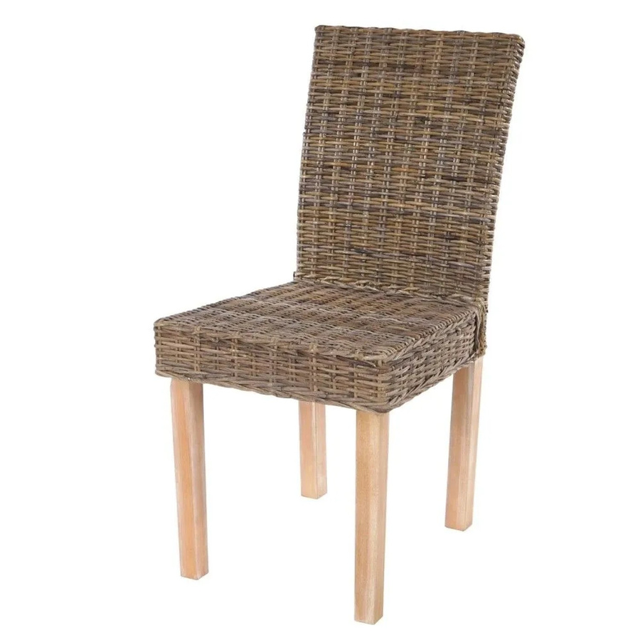 2er-Set MCW Esszimmerstuhl Littau aus Kubu-Rattan und Massivholz in Braun oder Grau - Bild 2