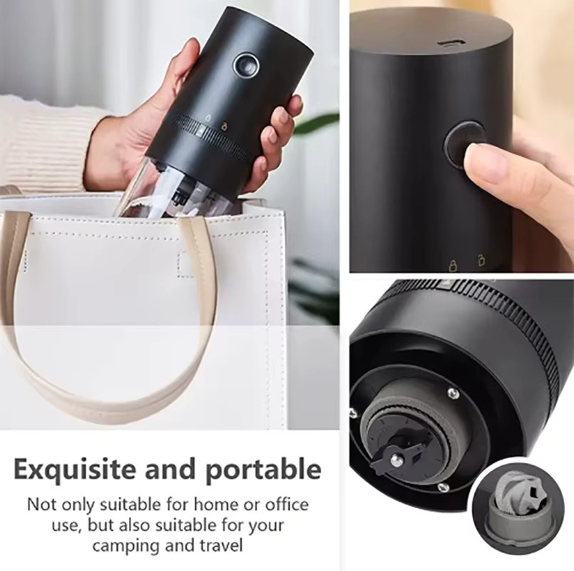 USB-wiederaufladbare Grat-Kaffeemühle in Schwarz mit einstellbaren Mahlgraden - Bild 6