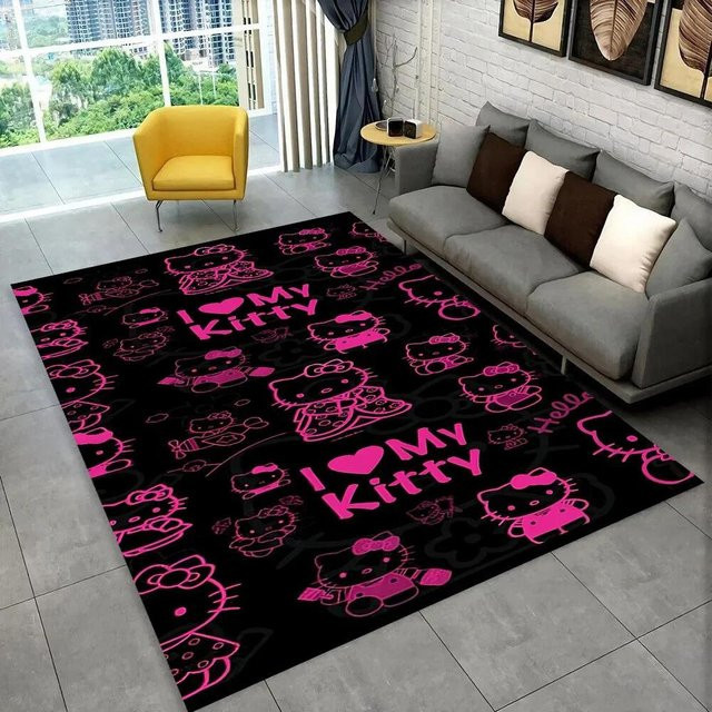 Karpetti Hello Kitty Teppich für Kinder mit Katzen-Motiv, Schwarz, B/T: 80 x 50 cm - Bild 1