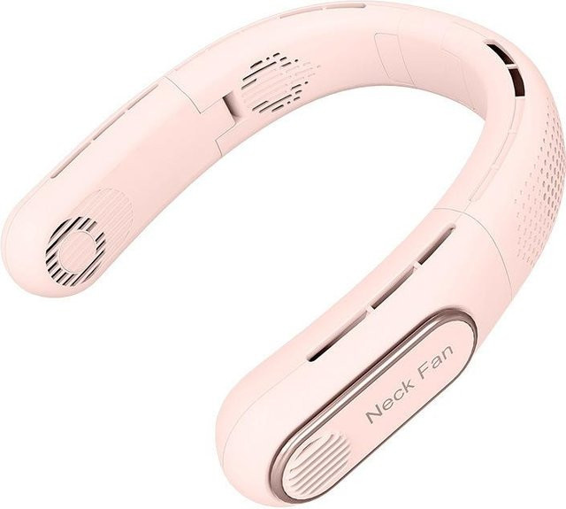 Tragbarer Nackenventilator JQIQLY kabellos und flügellos in Rosa mit 3000mAh Akku für Outdoor-Sportarten - Bild 1