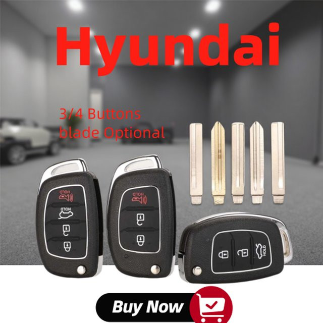 Jingyuqin Faltbare Fernbedienung Auto Schlüssel Shell mit 3 Tasten für Hyundai HB20, IX35, IX45 und Elantra in Schwarz - Bild 1