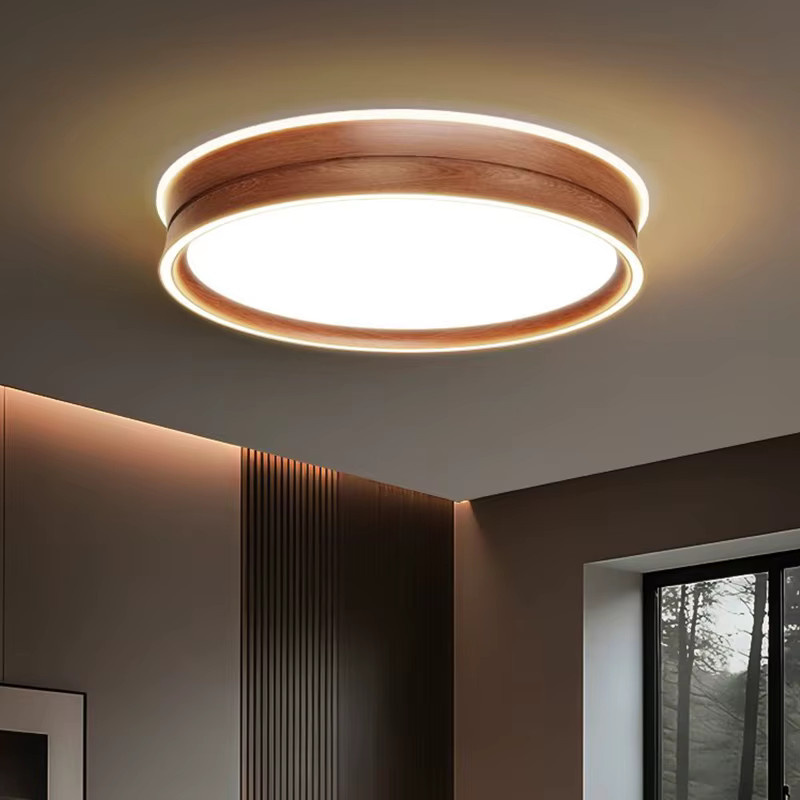 TONDI Moderne runde LED-Deckenleuchte in Weiß und Walnuss für Wohnzimmer, Schlafzimmer, Esszimmer und Arbeitszimmer - Bild 1