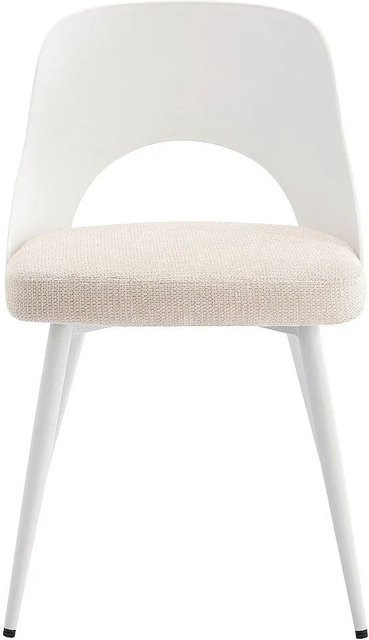 Vente-unique Stuhl Irelina Modern in Beige und Weiß aus Metall und Polypropylen mit strukturiertem Stoff, Breite: 49,5 cm, Tiefe: 54,5 cm, Höhe: 78,5 cm - Bild 1
