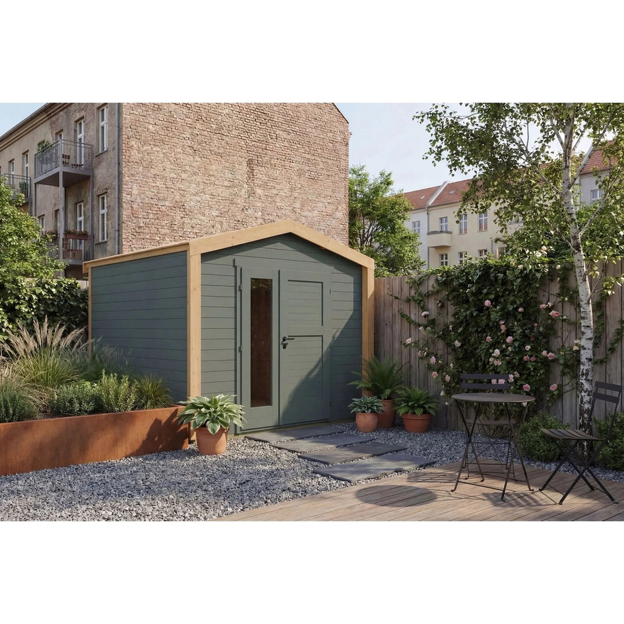 Weka Gartenhaus Killarney Satteldach in Schwarz-Grün B/T/H: 311 x 300 x 246 cm - Bild 2