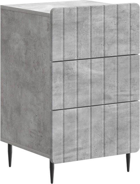 vidaXL Nachttisch in Betongrau und Schwarz aus Holzwerkstoff, modern, B/T/H: 41 x 43 x 68 cm - Bild 1