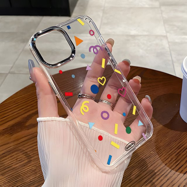 Caynes Transparente Handyhülle mit buntem Muster aus weichem TPU für iPhone 17 Pro Max, 16, 15, 14, 13, 12, 11 und Air, Stoßfeste Schutzhülle in Multicolour - Bild 1