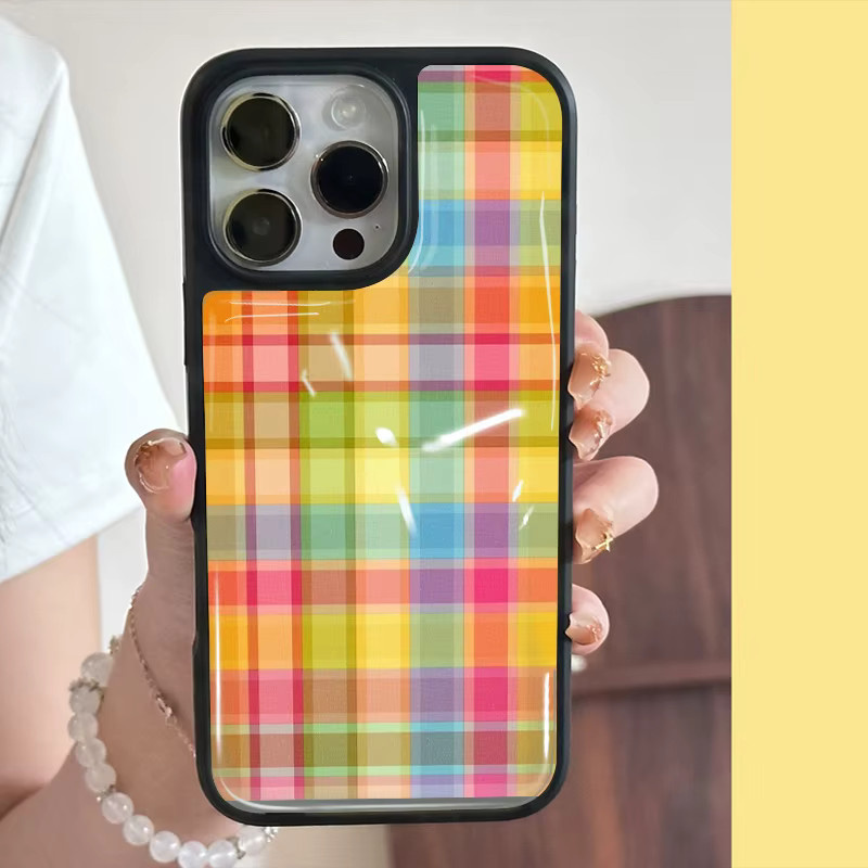 AIR PLUS Korean Style Gitter Handyhülle mit Anti-Drop-Schutz für iPhone 11 bis iPhone 17 Pro Max in Mehrfarbig - Bild 7