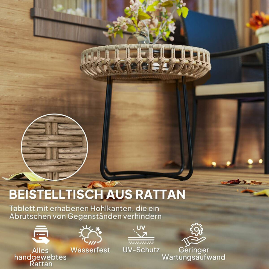 Outsunny Polyrattan Beistelltisch modern braun B/H/T: 56 x 55 x 56 cm - Bild 2
