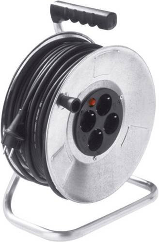 Bachmann Stahlblechkabeltrommel 398.182 in Schwarz mit 50m Kabel H05RR-F 3G1,5qmm - Bild 1