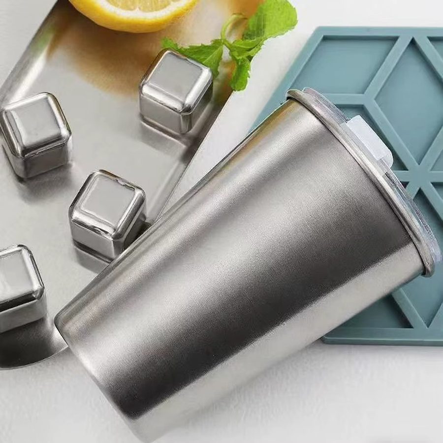 2er-Pack Punana Edelstahlbecher in Silber mit Deckel und Strohhalmen, 500 ml Tumbler für Outdoor und Reisen - Bild 2