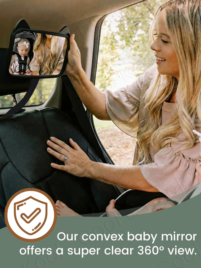 Kisslanding HD Anti-Glare Baby-Autospiegel mit Weitwinkel und Verstellbarkeit in Pink oder Schwarz - Bild 5