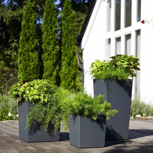 Siena Garden Pflanzgefäß Nizza Groove aus Kunststoff in Graphit B/T/H: 40 x 40 x 75,3 cm - Bild 4