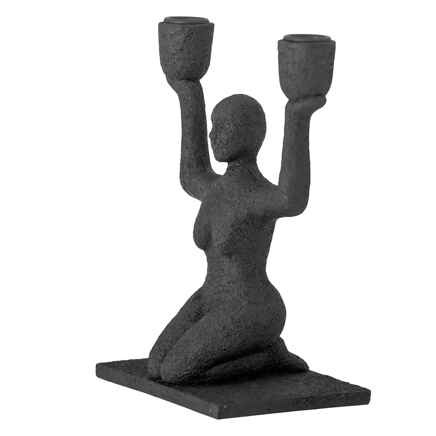 Bloomingville Kerzenhalter Lucie aus Polyresin in Schwarz, Höhe: 23 cm - Bild 1
