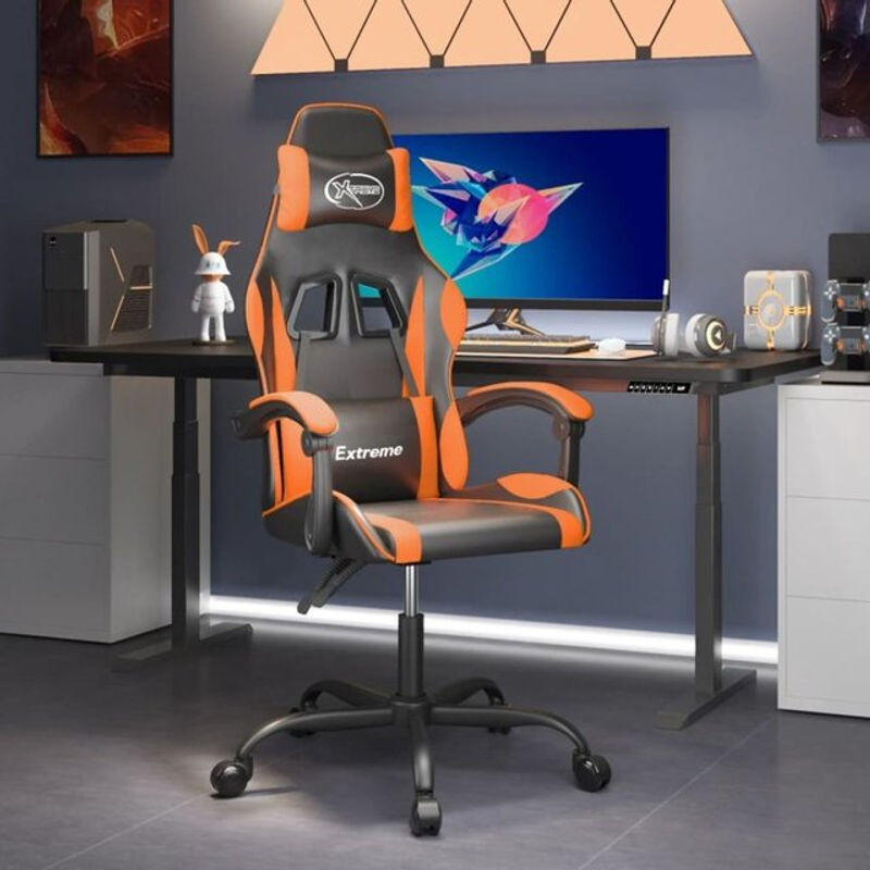 vidaxl Gamingstuhl aus Kunstleder und Metall in Schwarz/Orange - Bild 1