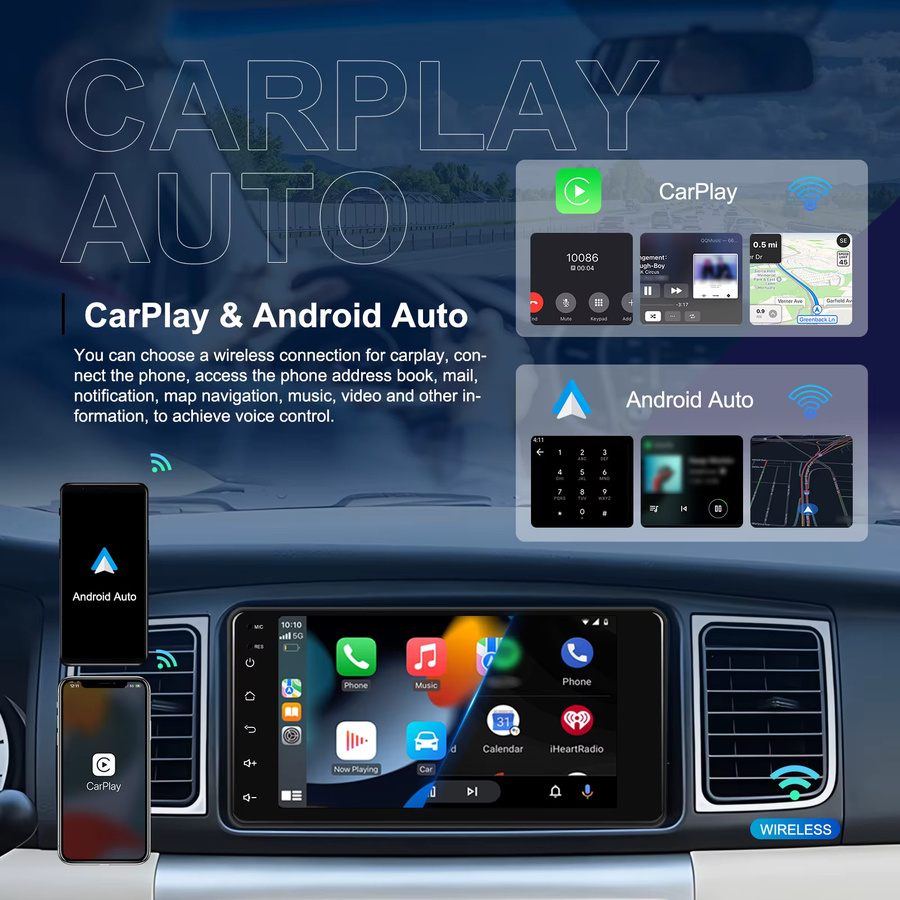 Podofo 7-Zoll Carplay Android Autoradio für Toyota Corolla mit GPS und RDS-Multimedia-Funktion in Schwarz - Bild 3
